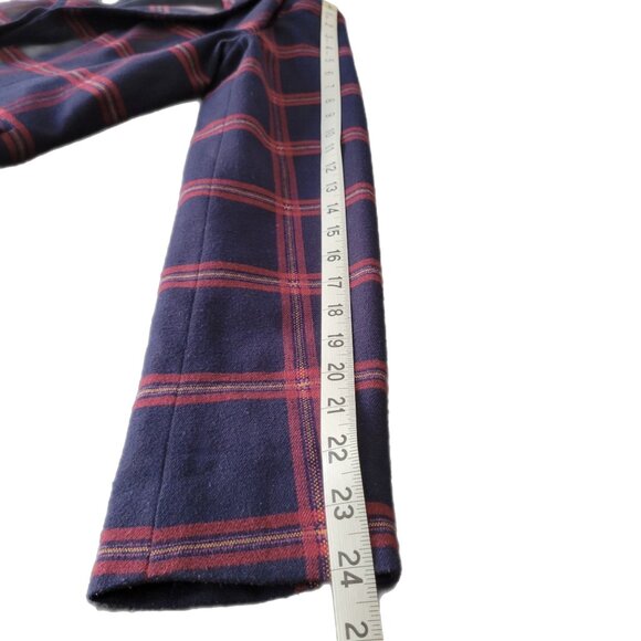 Plaid Blazer Jacket Wool Blend Navy & Red Dark Academia Hogwarts - Picture 6 of 10